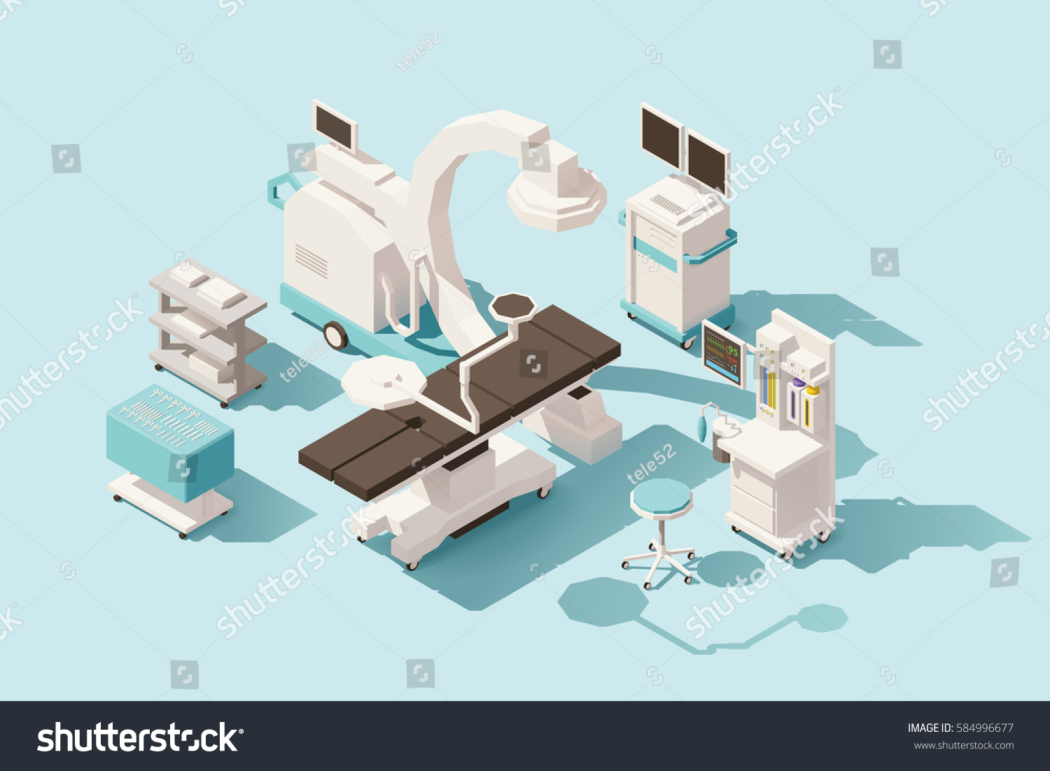 Vector Isometric Low Poly Hospital Operating Stock Vector 584996677 ...