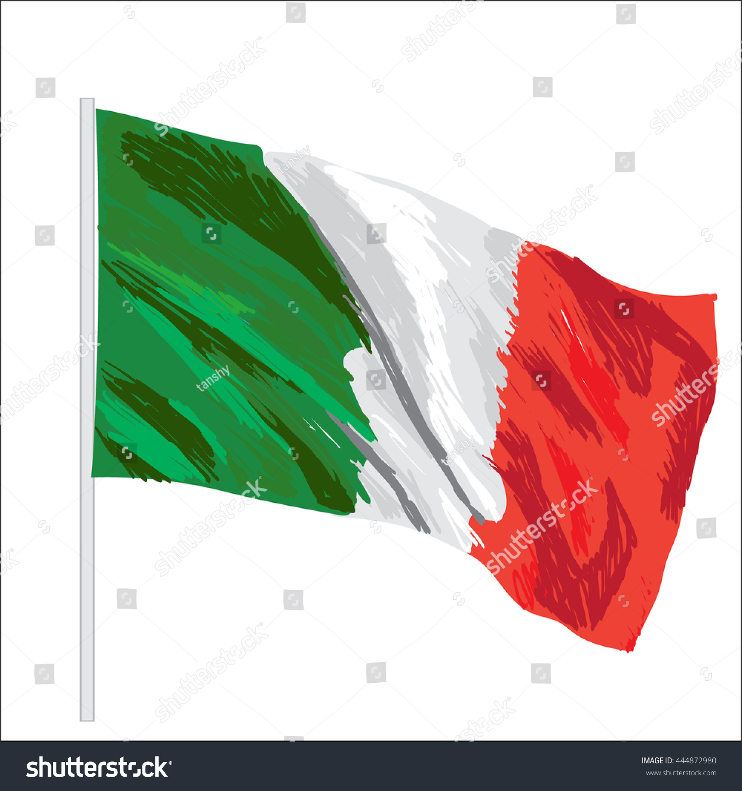 Vector Italian Flag Drawing Illustration 444872980 Shutterstock