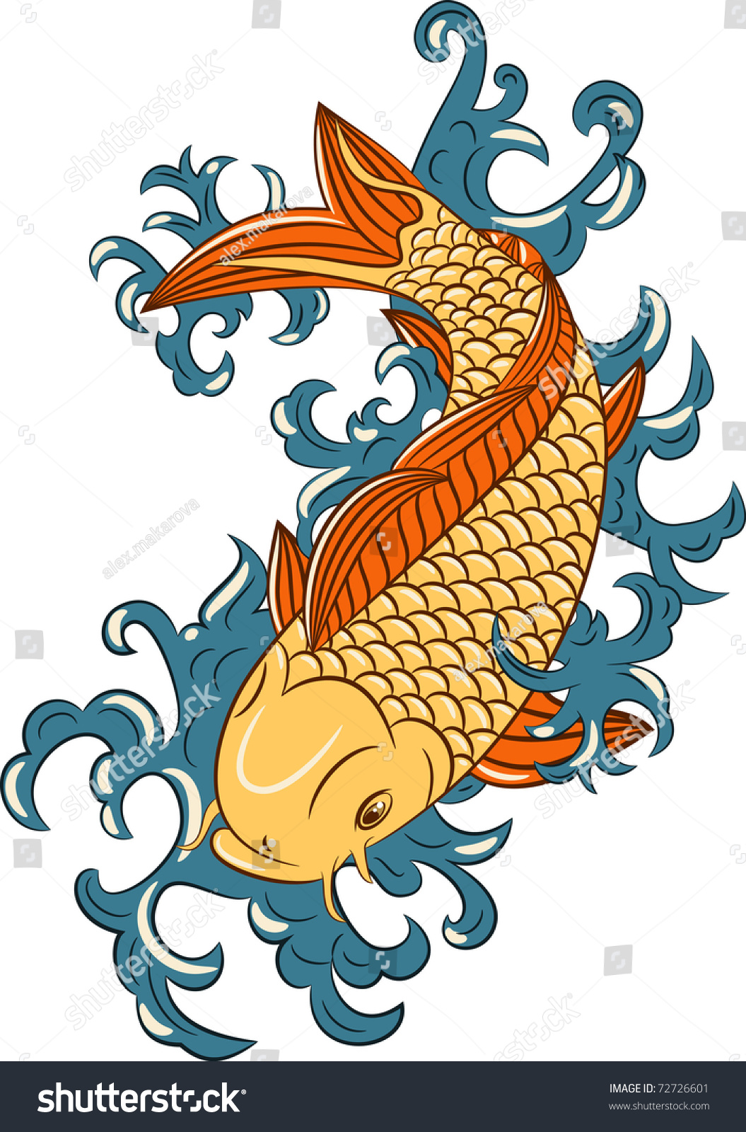 Vector Japanese Style Koi Carp Fish Stock Vector 72726601 - Shutterstock