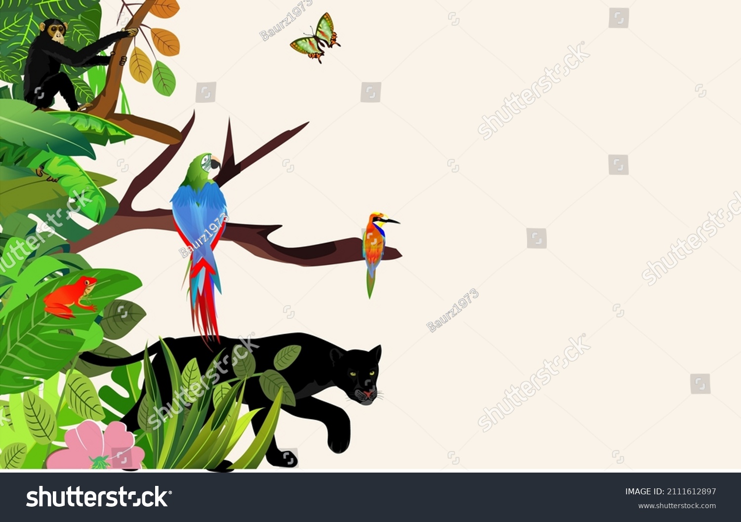 Vector Jungle Rainforest Foliage Border Illustration Stock Vector ...