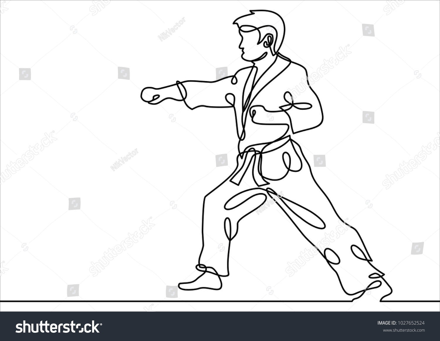 Vector Karate Continuous Line Drawing Stock Vector (Royalty Free ...