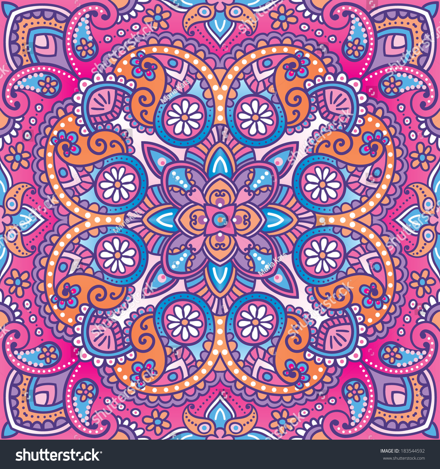 Vector Kerchief Paisley Pattern Stock Vector (Royalty Free) 183544592