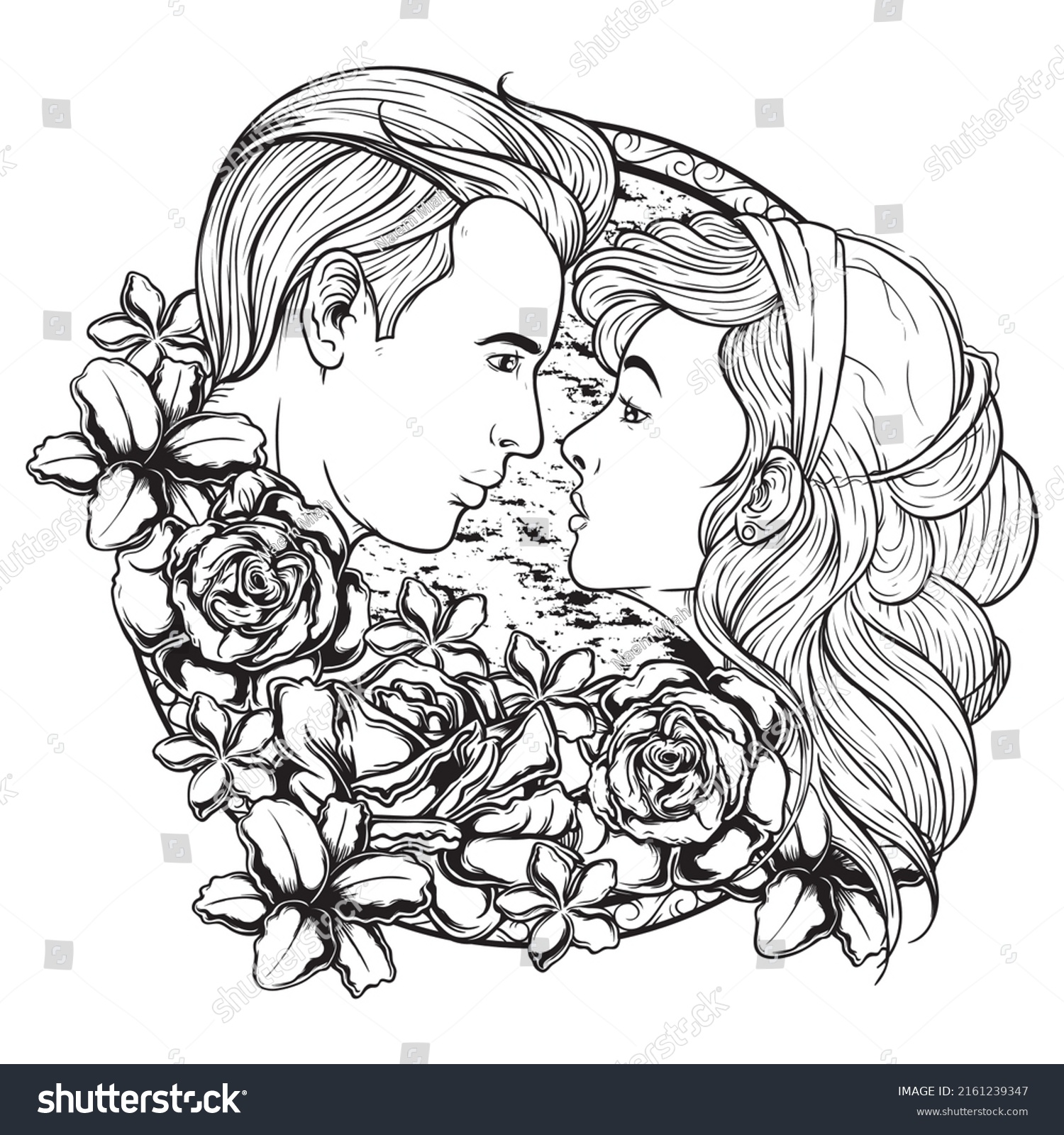 Vector Kissing Couple Doodle Style On Stock Vector (Royalty Free ...