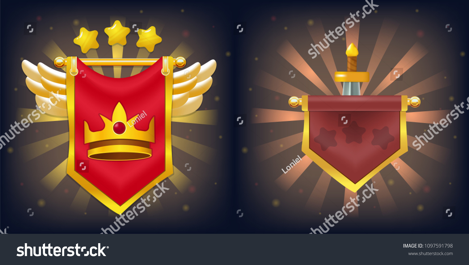 Vector Knight Flags Victory Failure Crown Stock Vector (Royalty Free ...