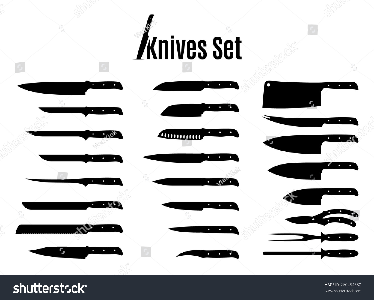 Vector Knives Set Isolated On White - 260454680 : Shutterstock