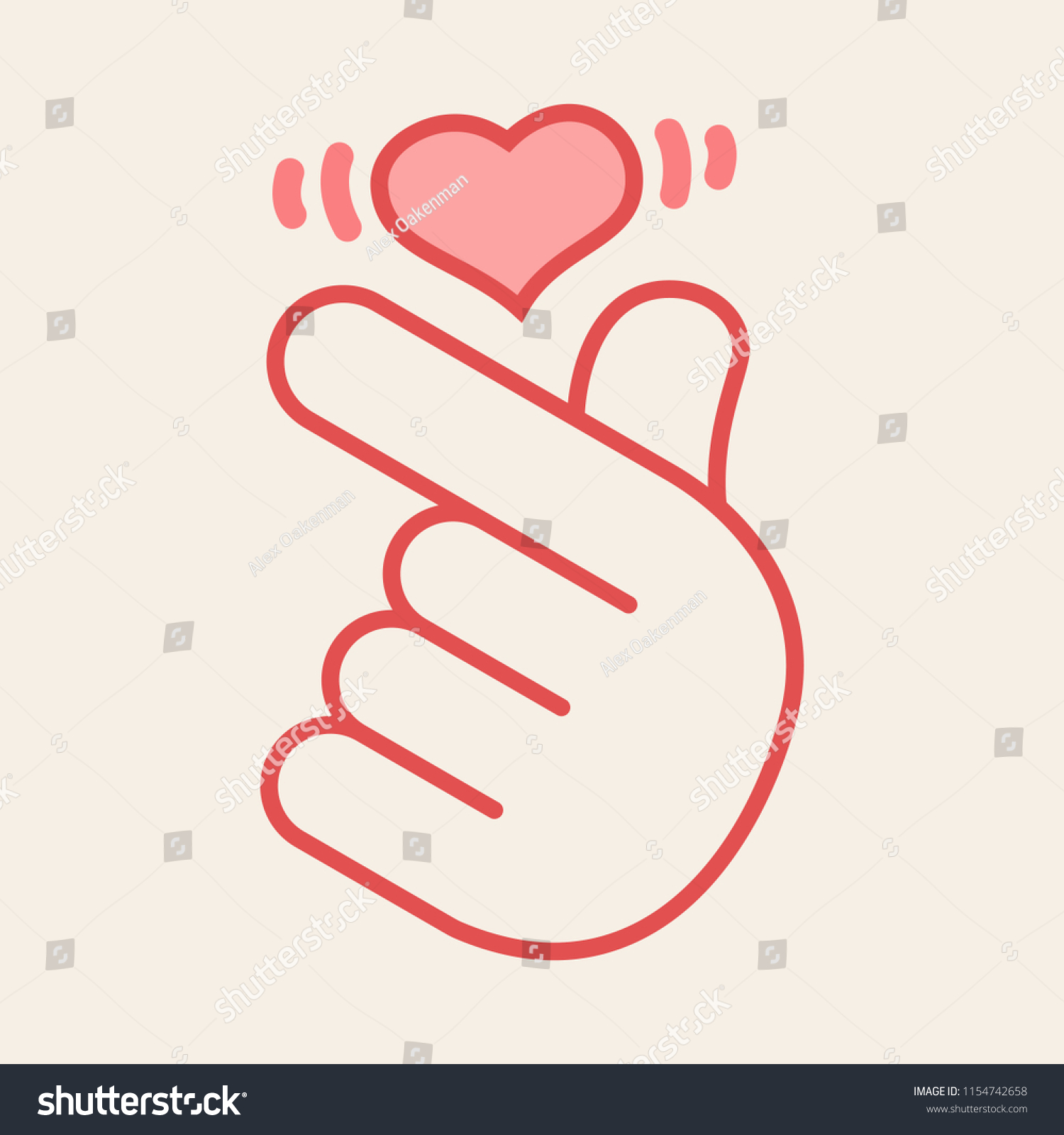 Vector Korean Heart Hand Gesture Symbol Stock Vector (Royalty Free ...