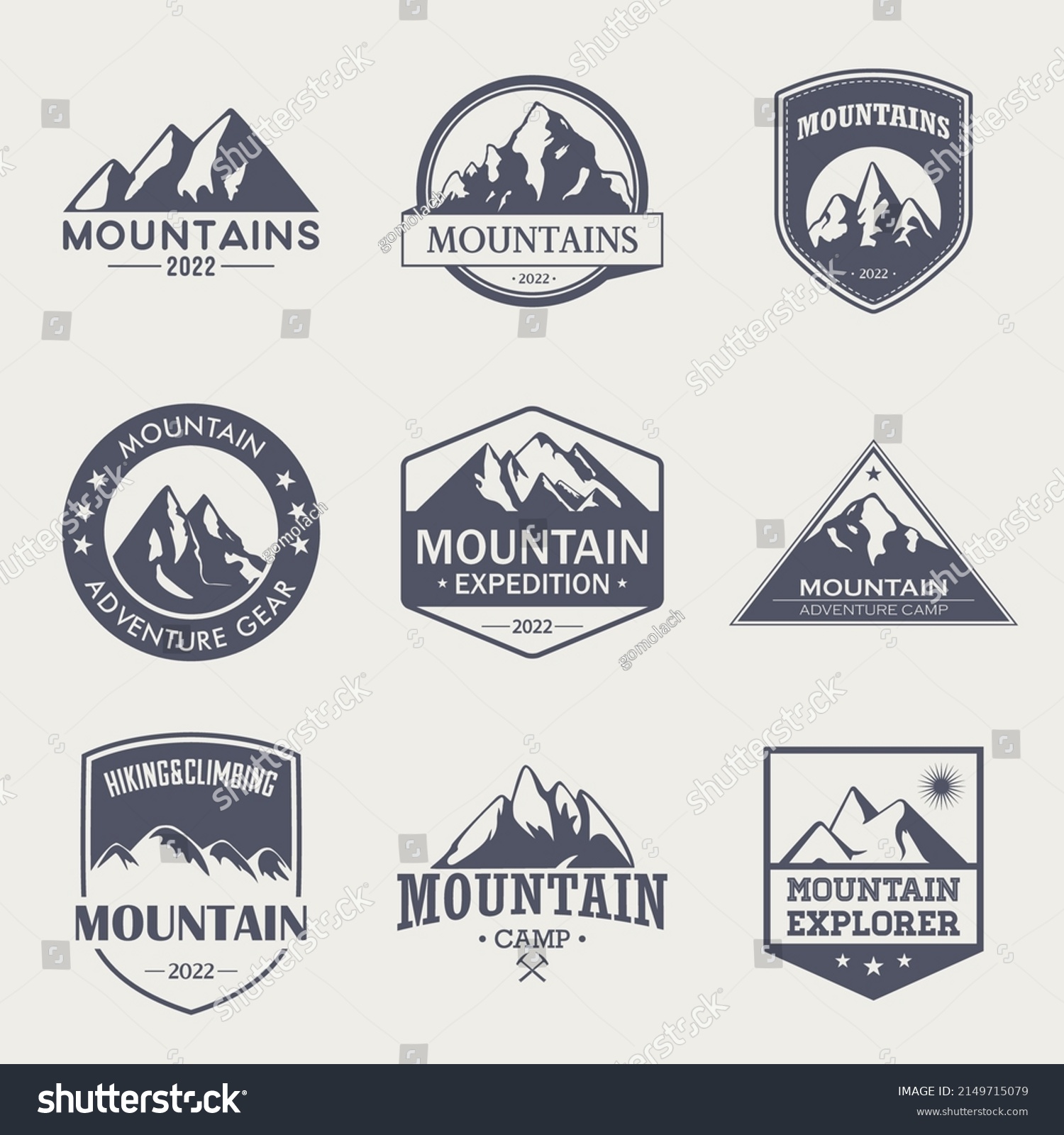 Vector Labels Hand Drawn Mountains Isolated Stock Vector (Royalty Free ...