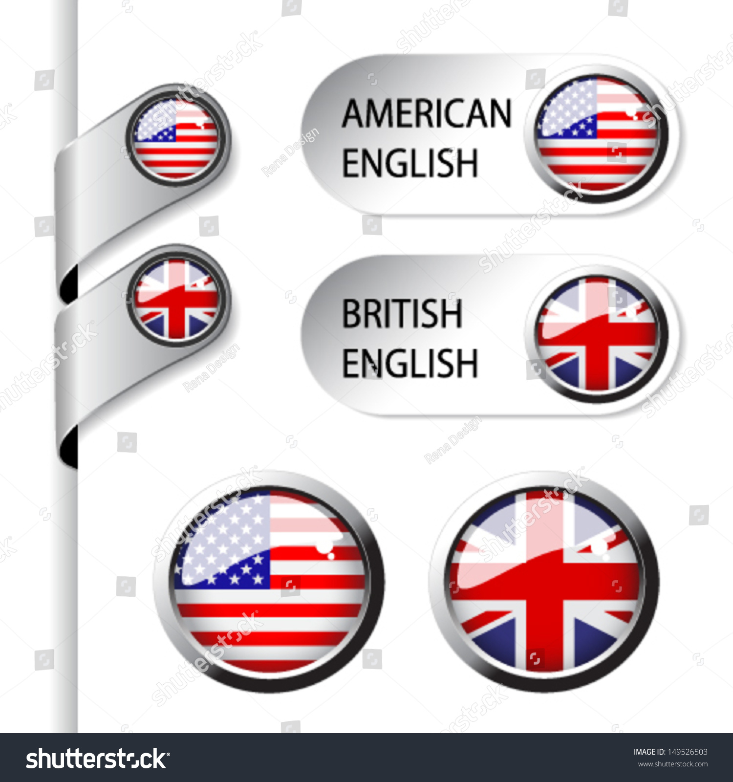 SVG of Vector language pointers with flag - American and British English svg
