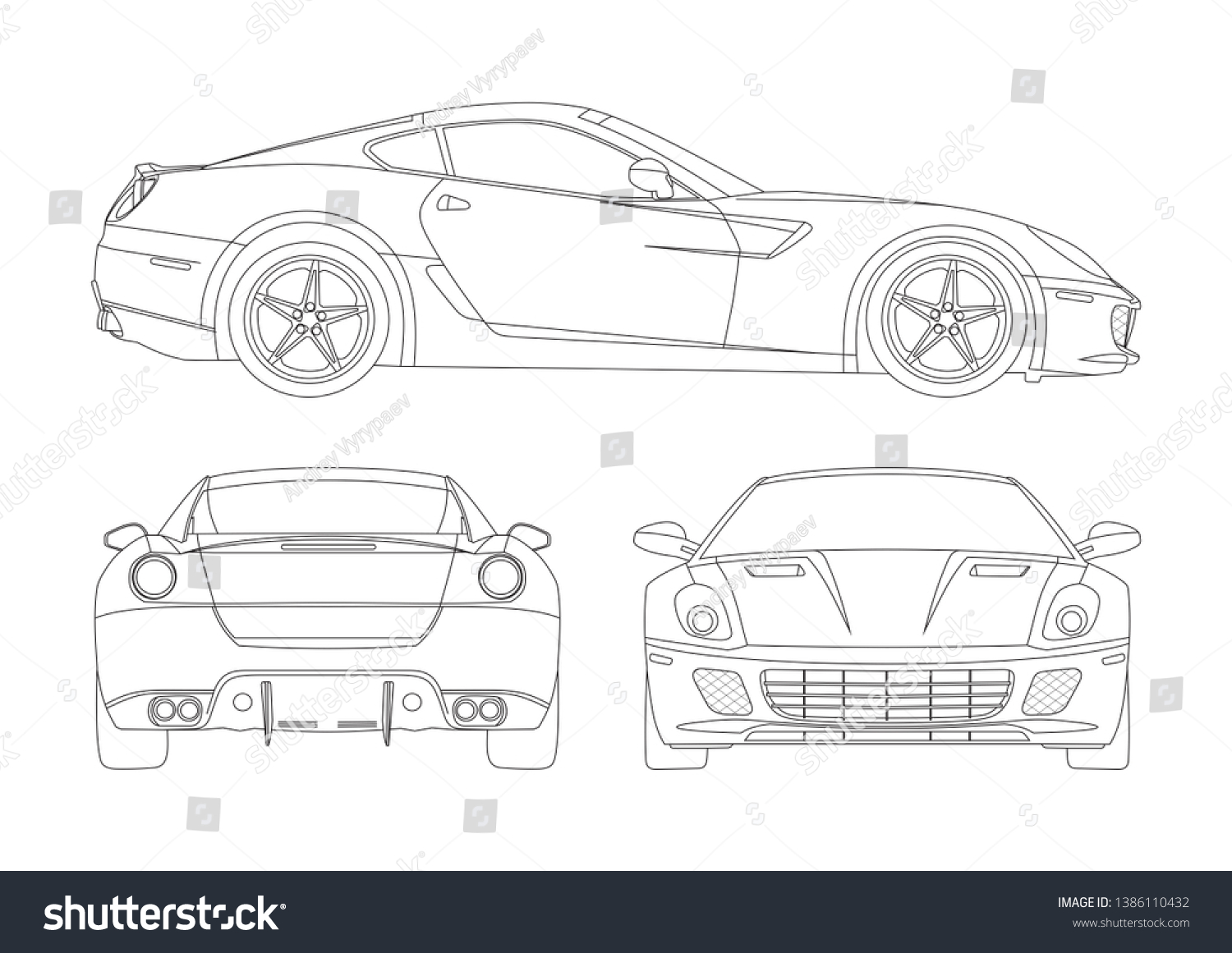 front of a sports car drawing