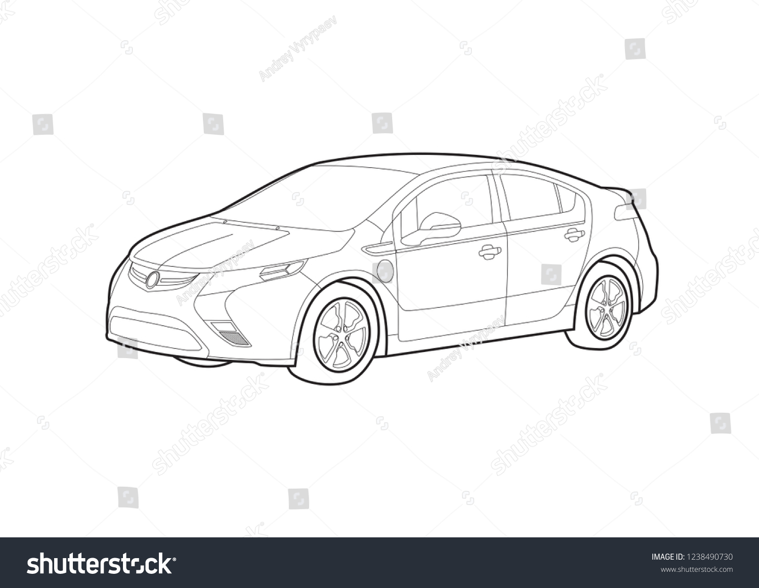 SVG of vector layout of contour drawing of sedan car. Opel Ampera. svg