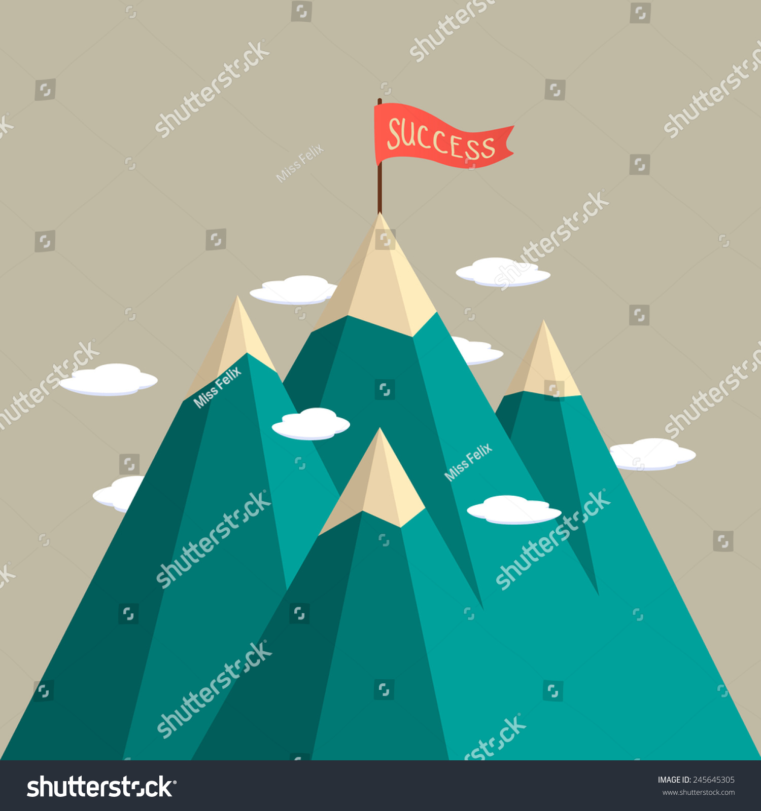 Vector Leadership Concept With Mountain Landscape Of Retro Design ...