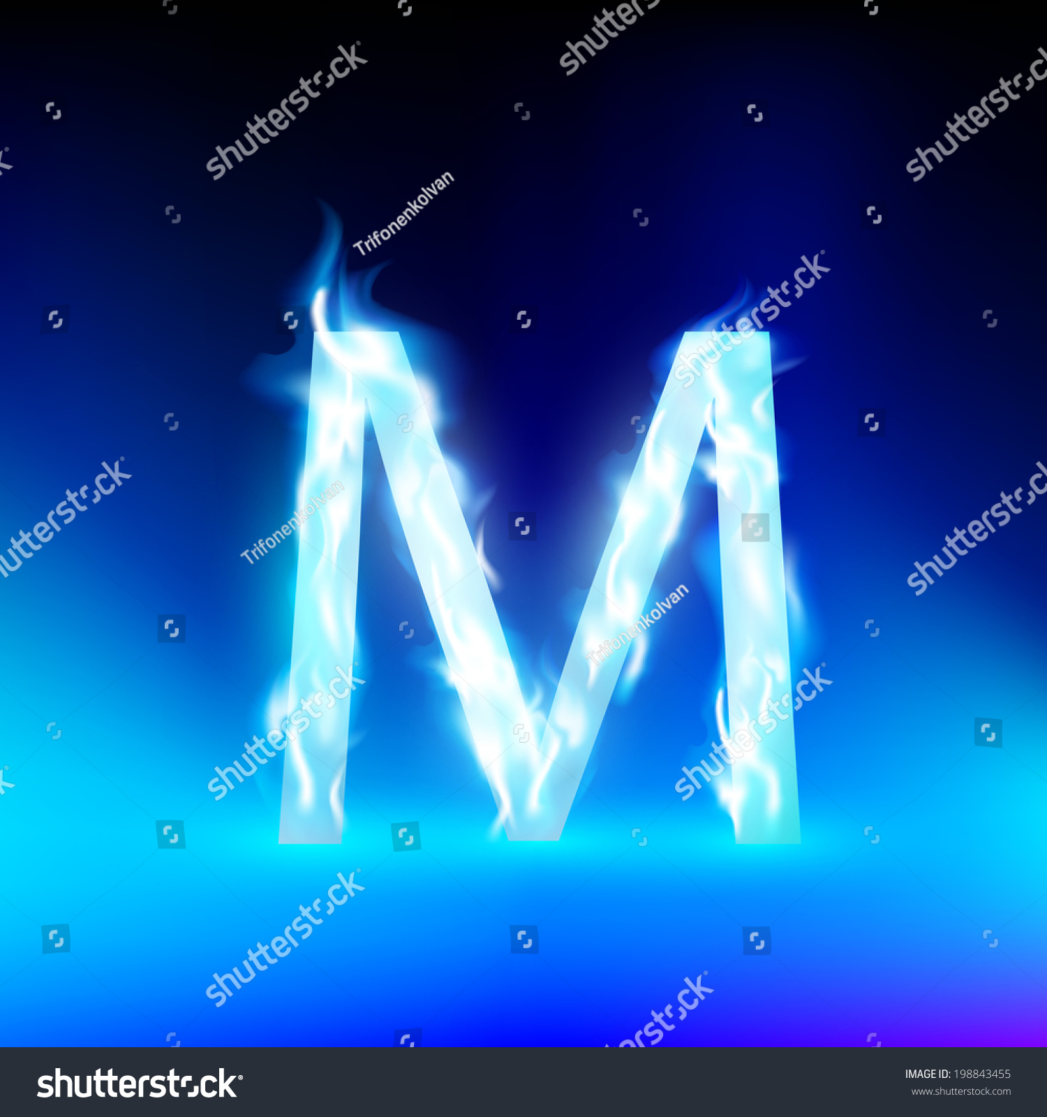 Vector Letter With Blue Fire - 198843455 : Shutterstock