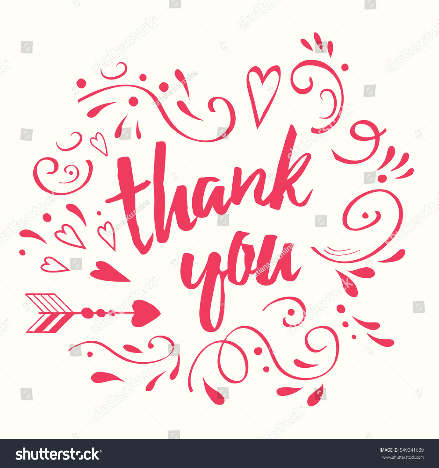 Vector Lettering Design Element Thank You Stock Vector 549341689 ...