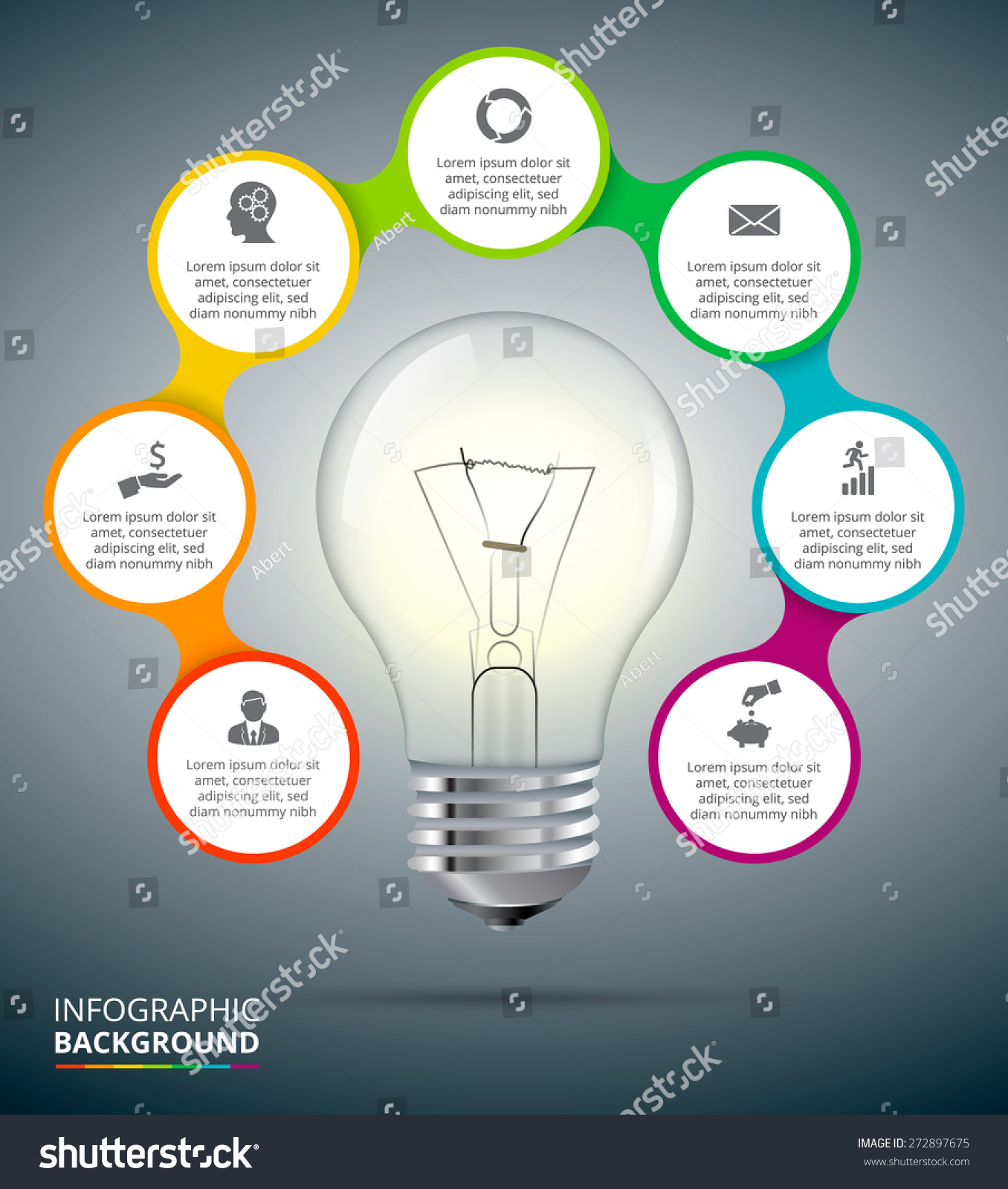 Vector Light Bulb Circle Elements Infographic Stock Vector (Royalty ...