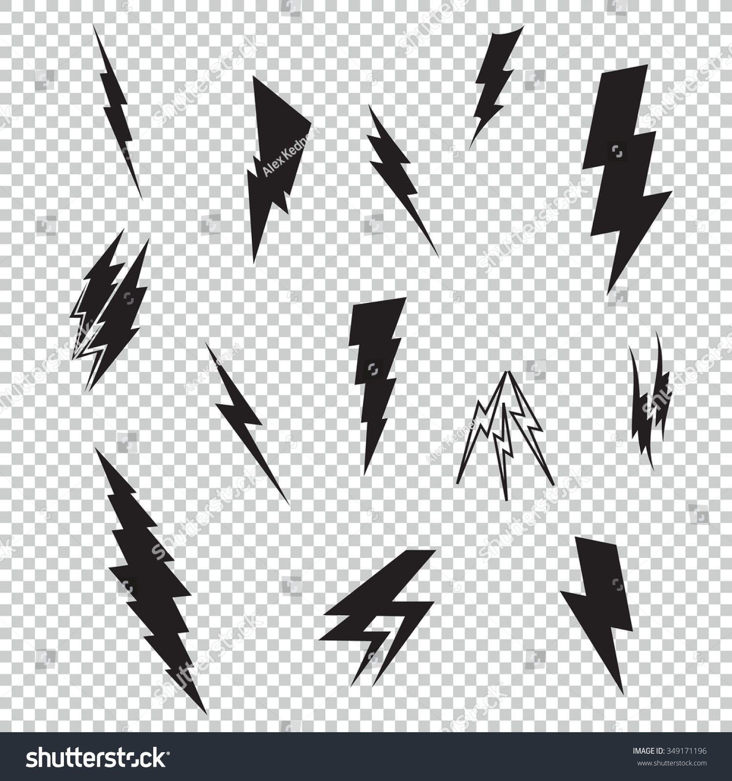 Vector Lightning Silhouette Lightning Bolt Icon Stock Vector 349171196