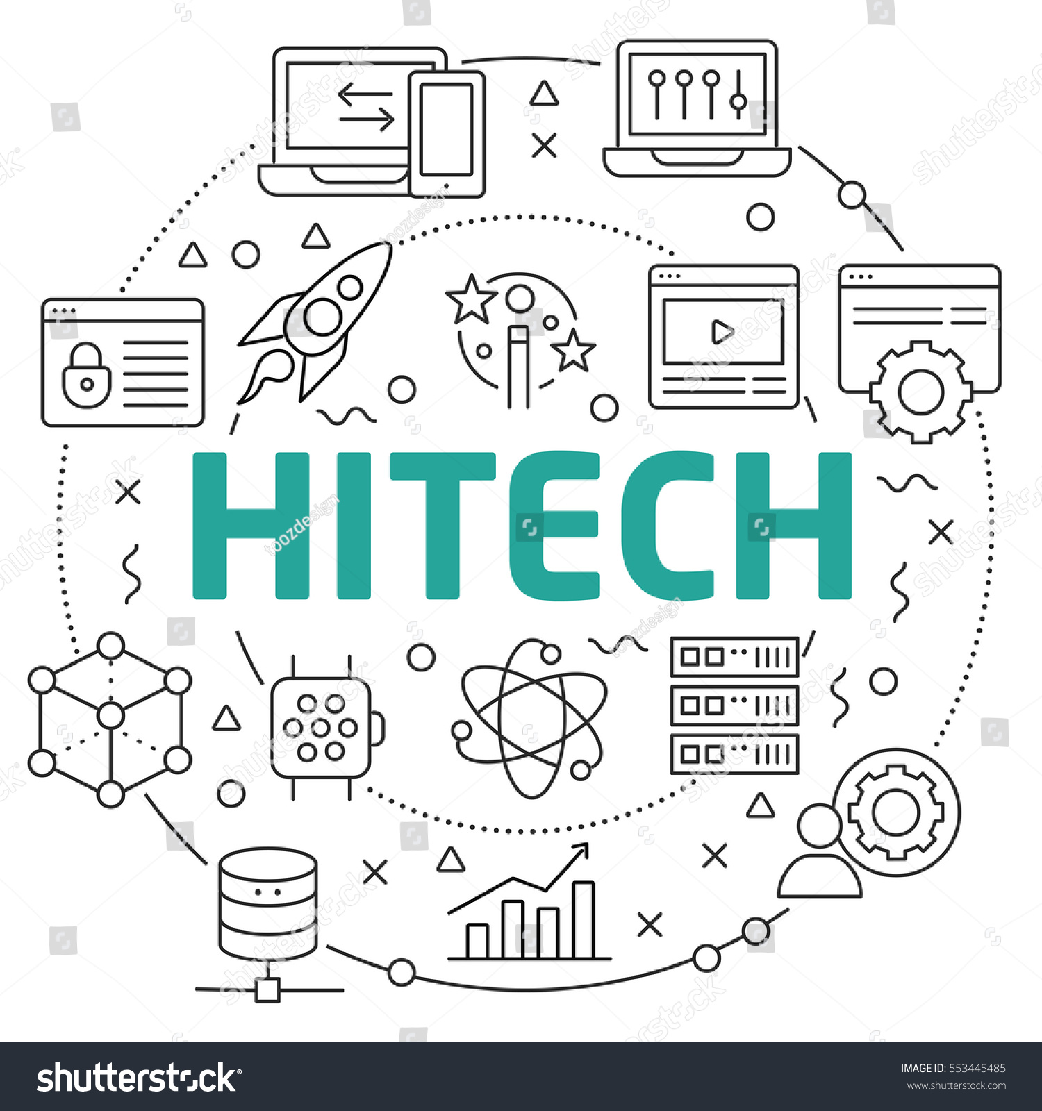 Vector Line Art Illustration Flat Styles Stock Vector (Royalty Free ...
