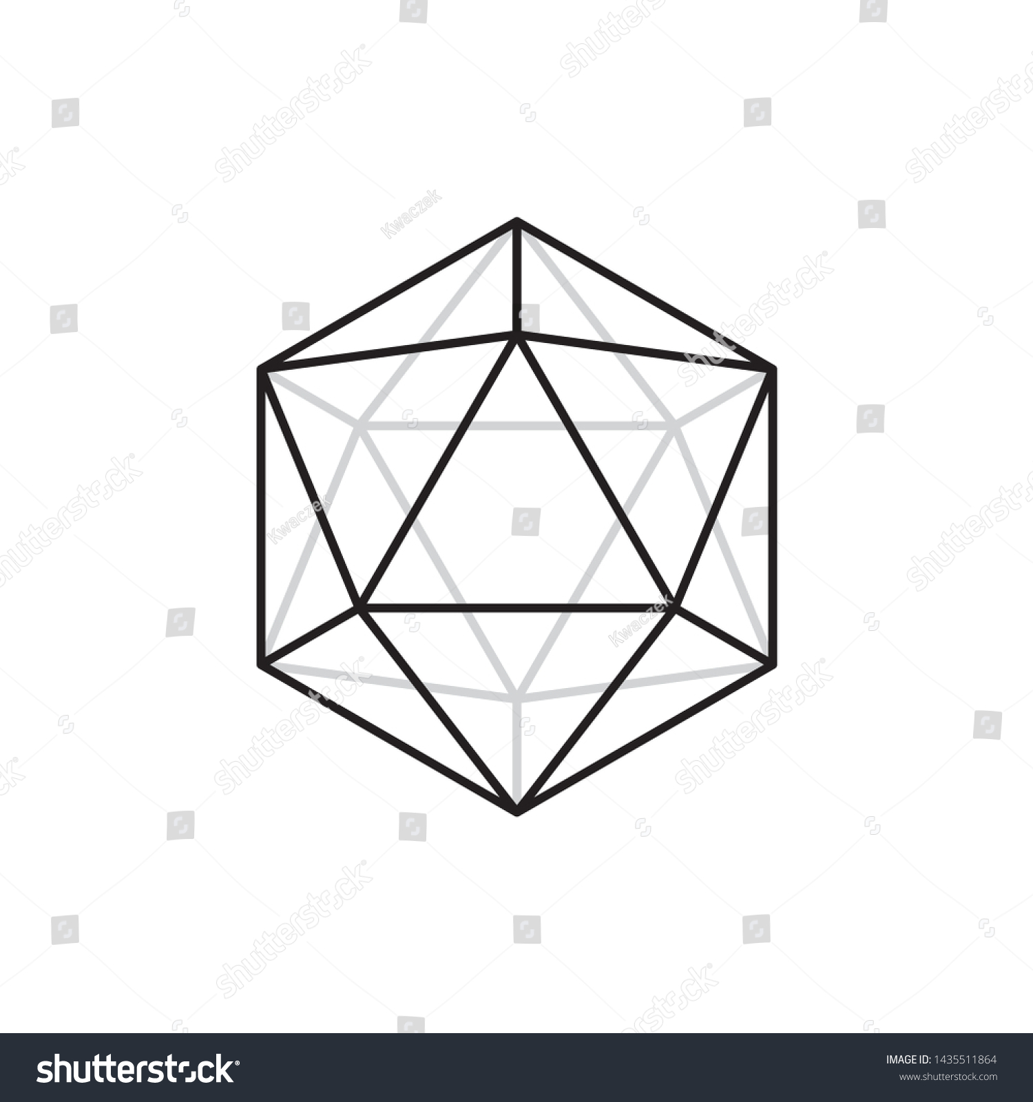 SVG of Vector line black 20 sided polygon. Isolated on white background. svg
