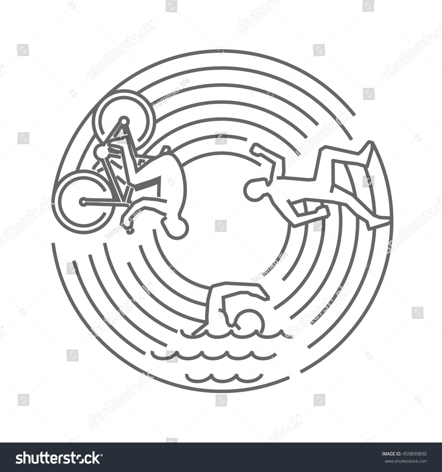 triathlon outline graphic, swimming, cycling, running clip art preview
