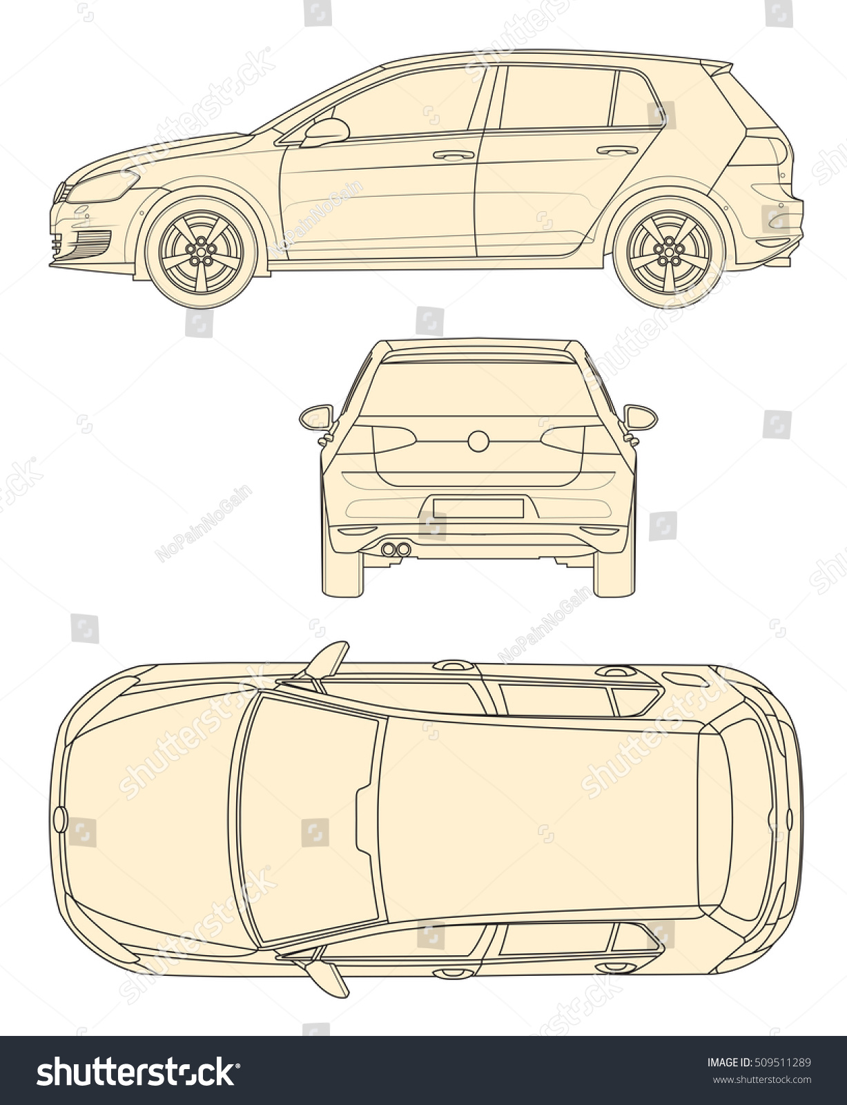 Vector Line Drawing Car Stock Vector 509511289 - Shutterstock