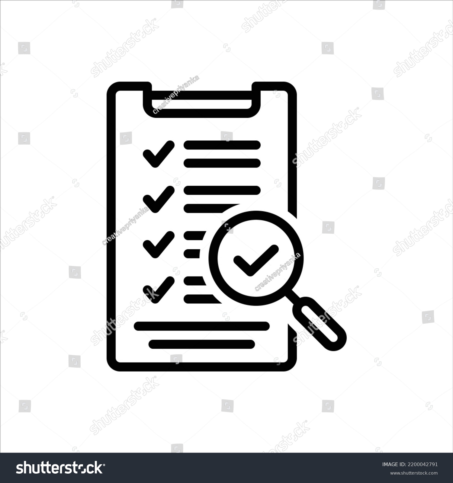 black checklist with magnifying glass clip art preview