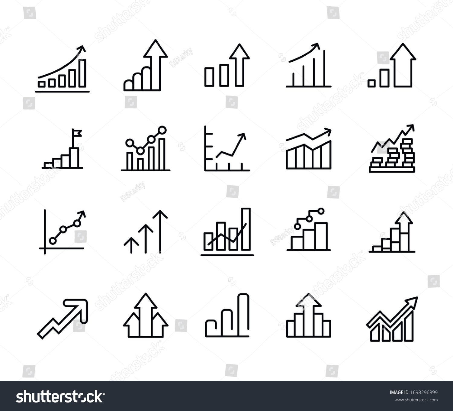 SVG of Vector line icons collection of growth. Vector outline pictograms isolated on a white background. Line icons collection for web apps and mobile concept. Premium quality symbols svg