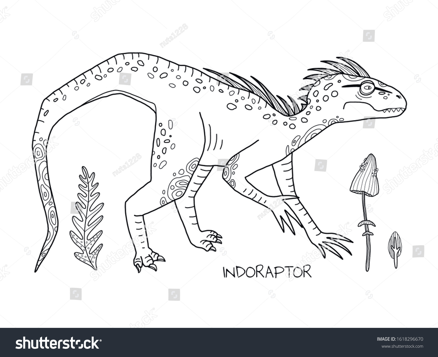 vector line illustration indoraptor book illustration stock vector royalty free 1618296670 shutterstock