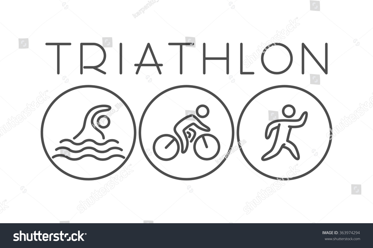 Vector Line Triathlon Logo Symbol Black Stock Vector (Royalty Free ...