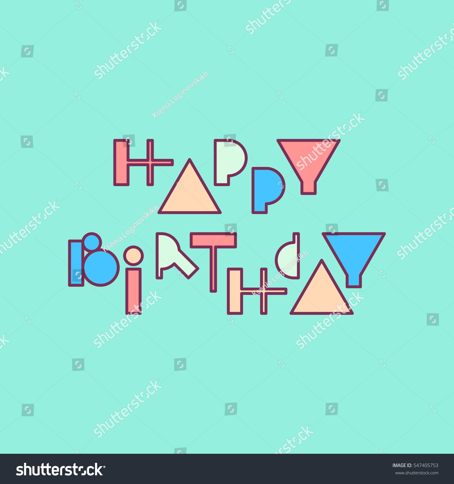 Vector Linear Hipster Font Happy Birthday Stock Vector 547405753 