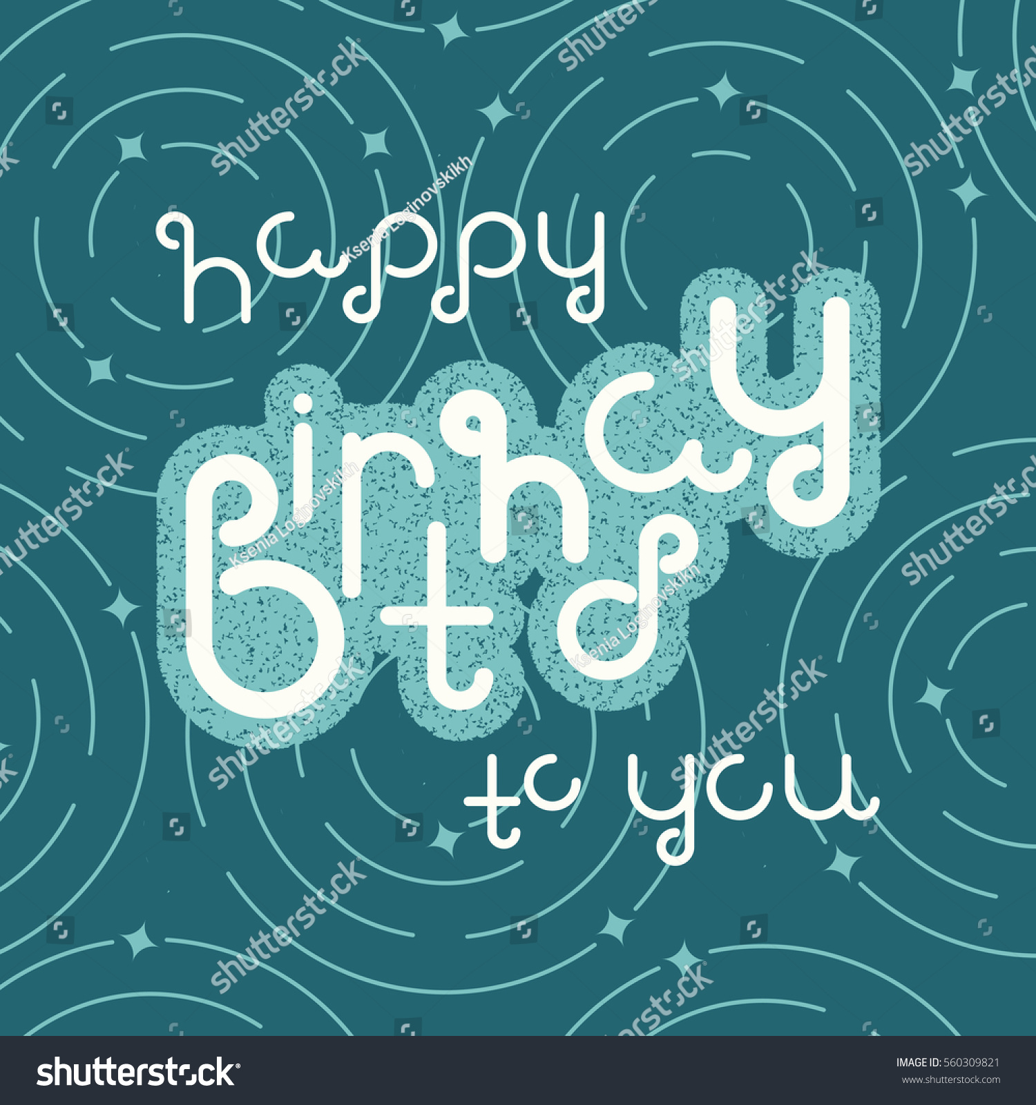 Vector Linear Hipster Font Happy Birthday Stock Vector (Royalty Free ...
