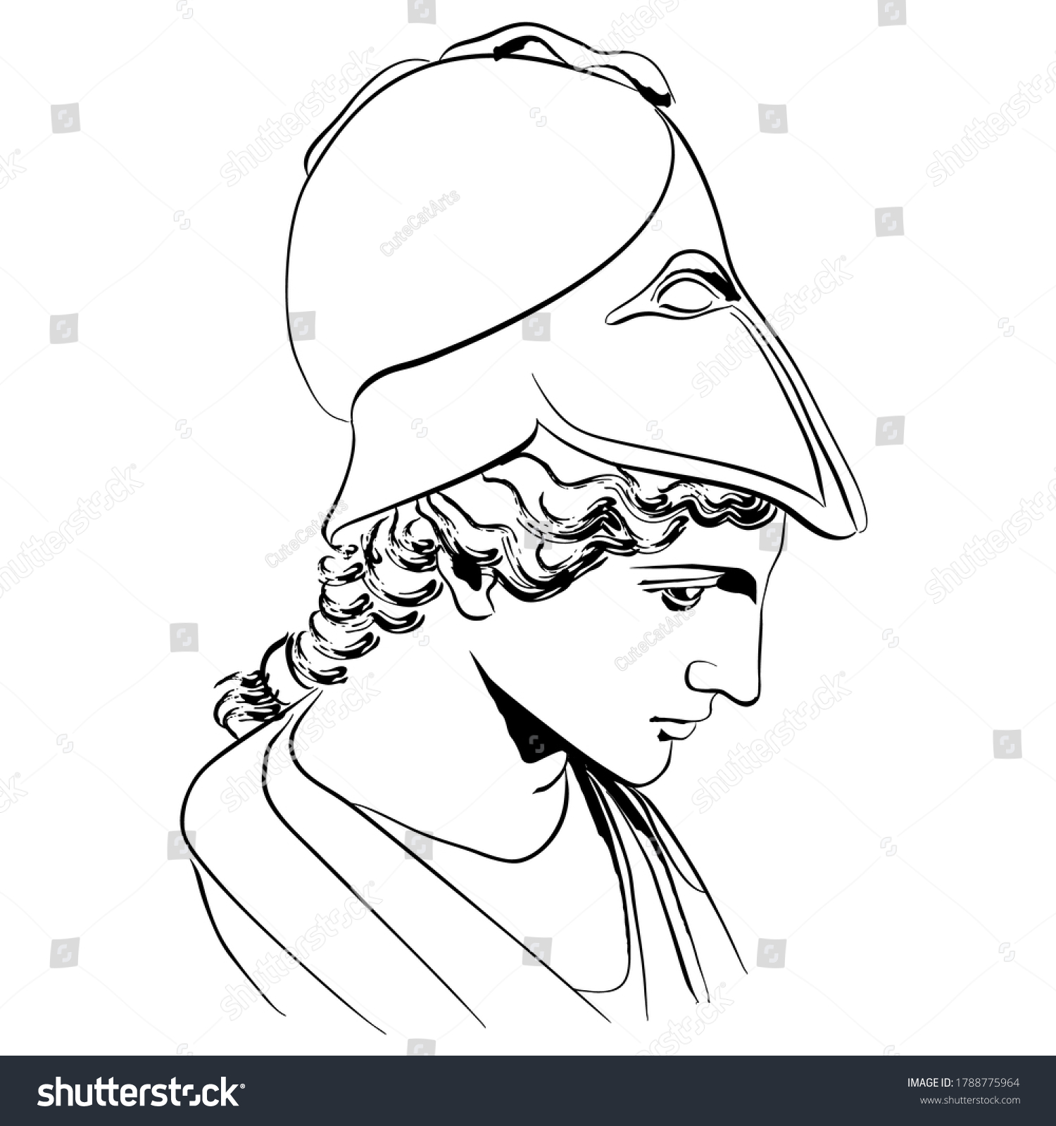 Vector Linear Illustration Antique God Isolated Stock Vector (Royalty ...