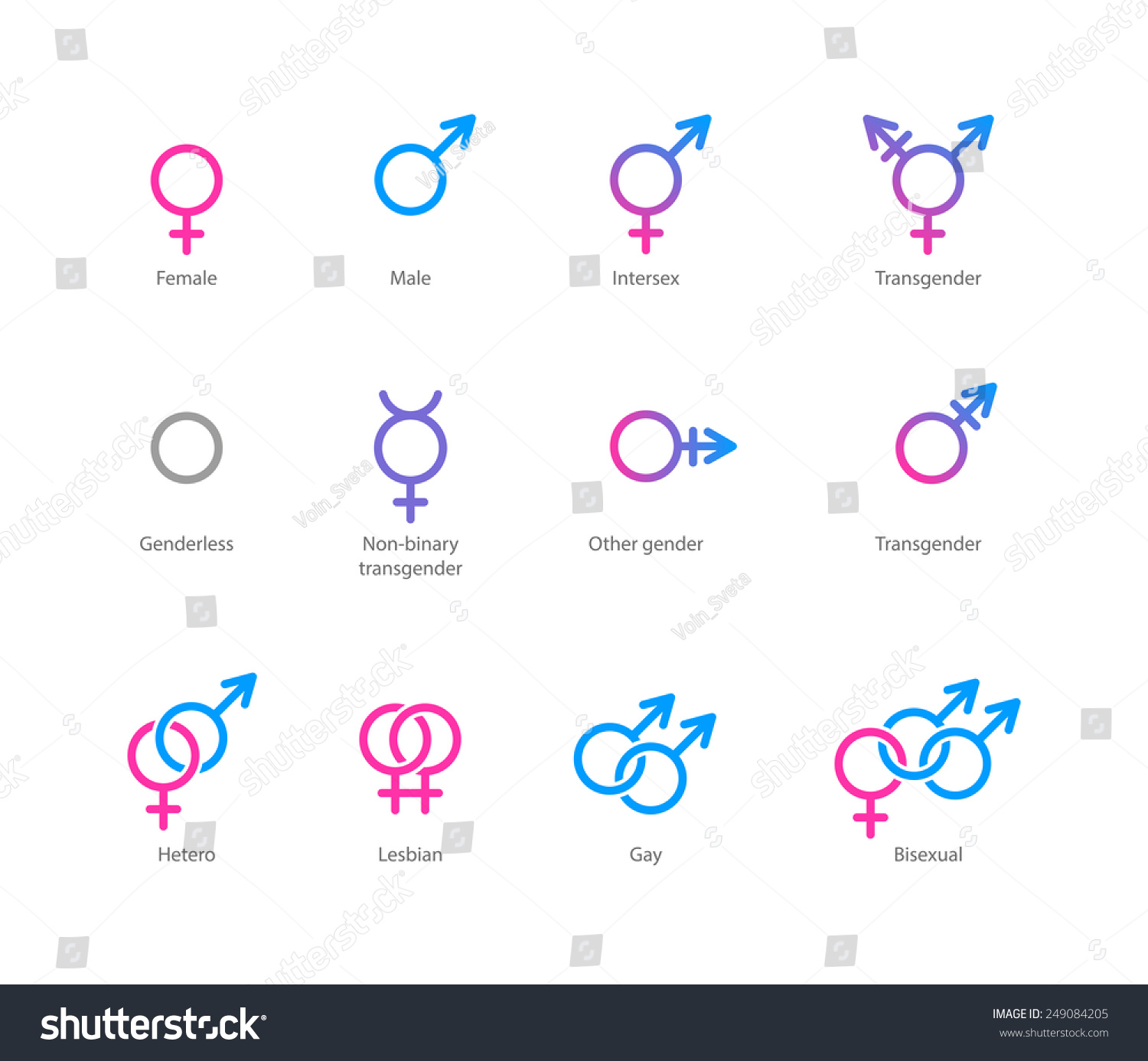 Vector Linear Pink Blue Icons Gender Stock Vector