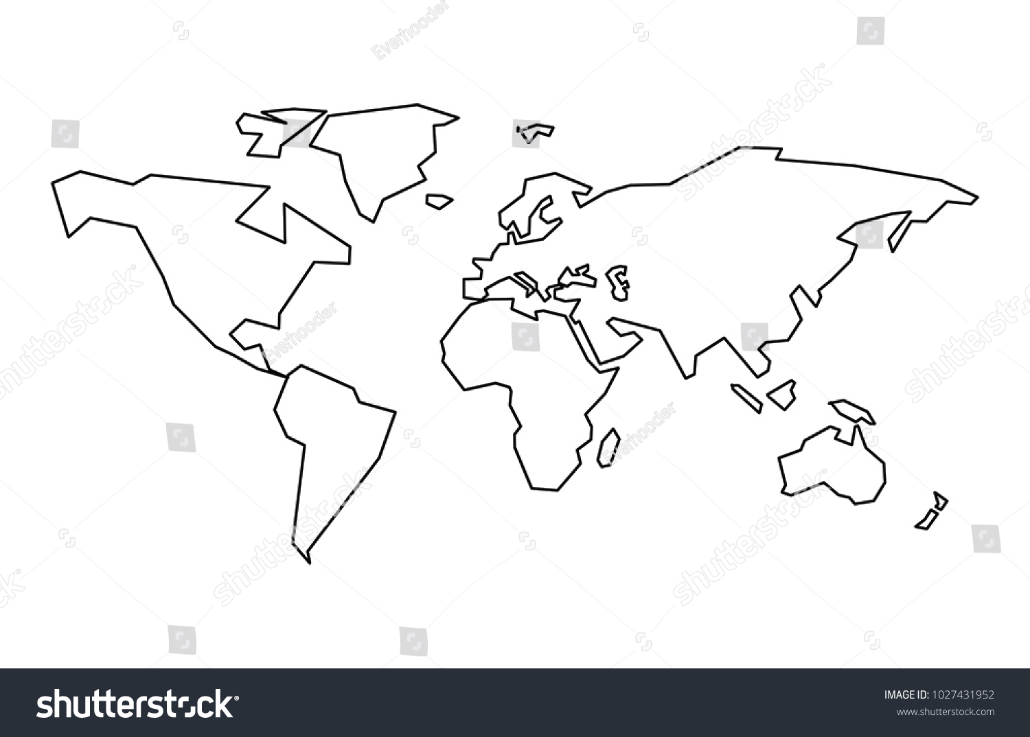 Vector Linear World Map Stock Vector (Royalty Free) 1027431952 ...