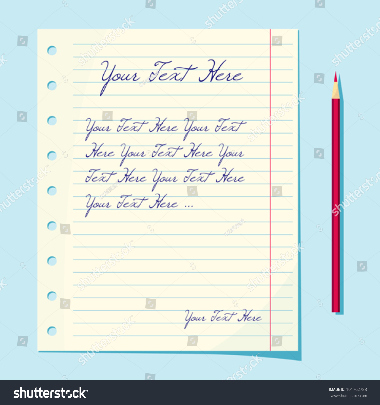 Vector Lined Paper Pencil Stock Vector (Royalty Free) 101762788