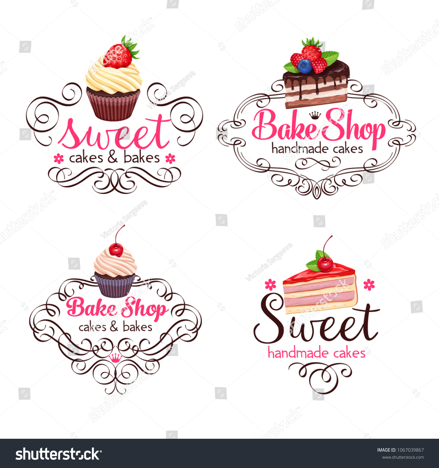 Vector Logo Design Template Cupcake Cake Stock Vector Royalty Free