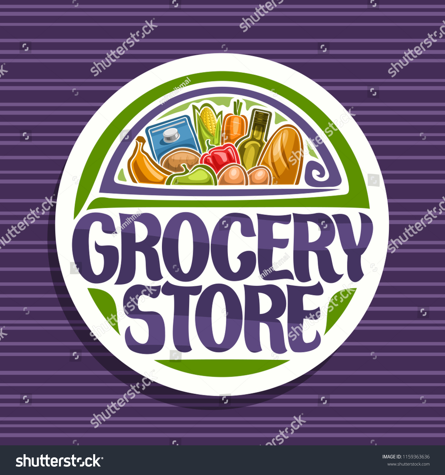 Vector Logo Grocery Store White Sign Stock Vector (Royalty Free ...