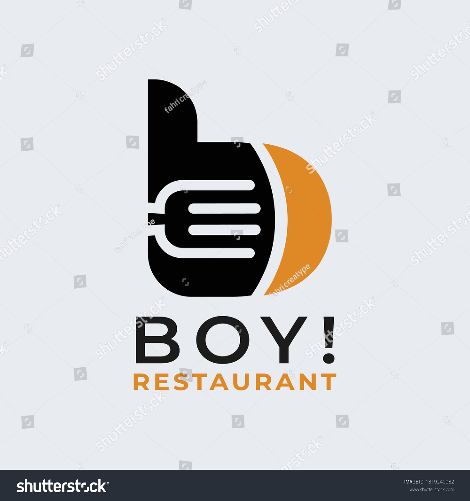 Vector Logo Restaurant Fork Letter B Stock Vector (Royalty Free) 1819240082