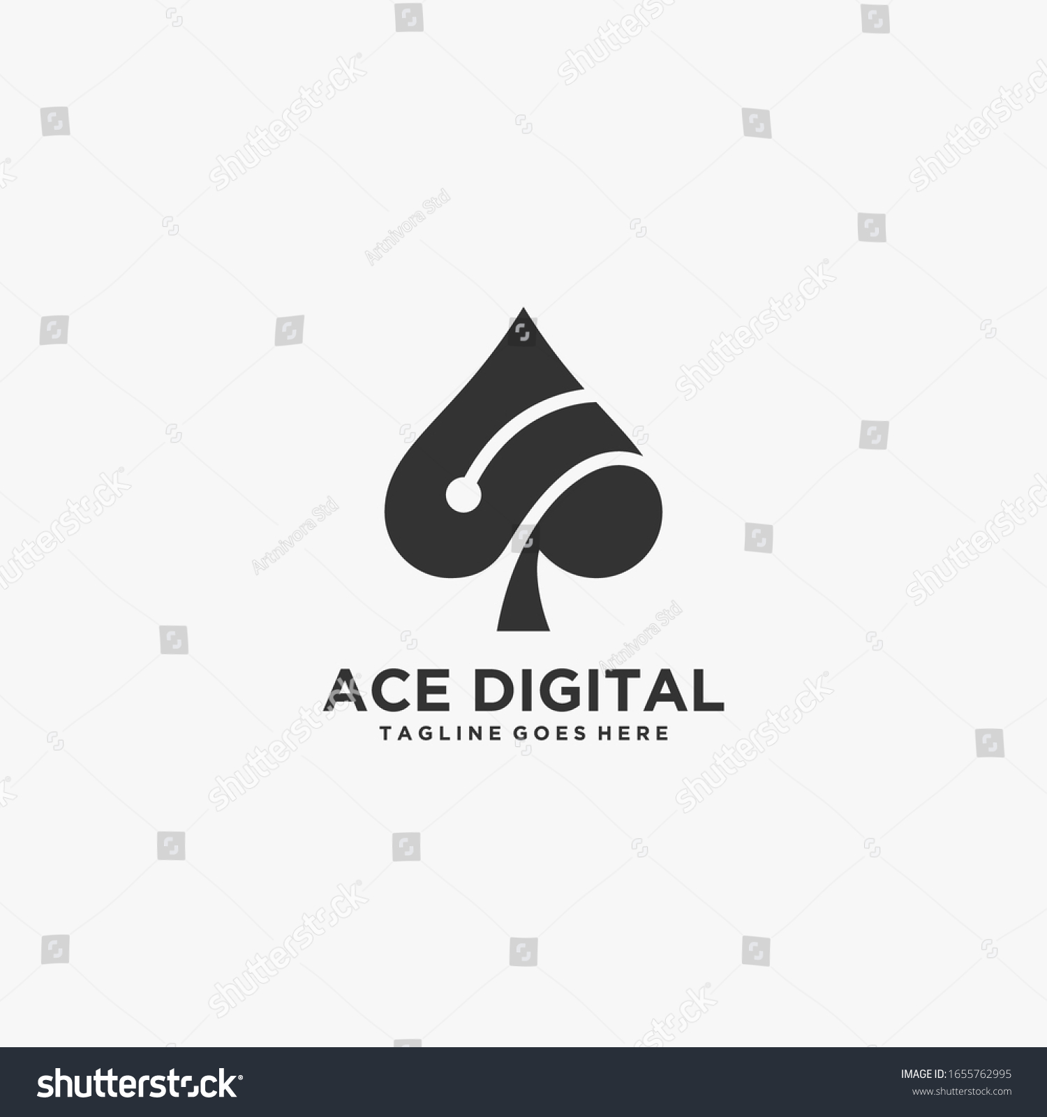 Vector Logo Illustration Ace Digital Silhouette Stock Vector (Royalty ...