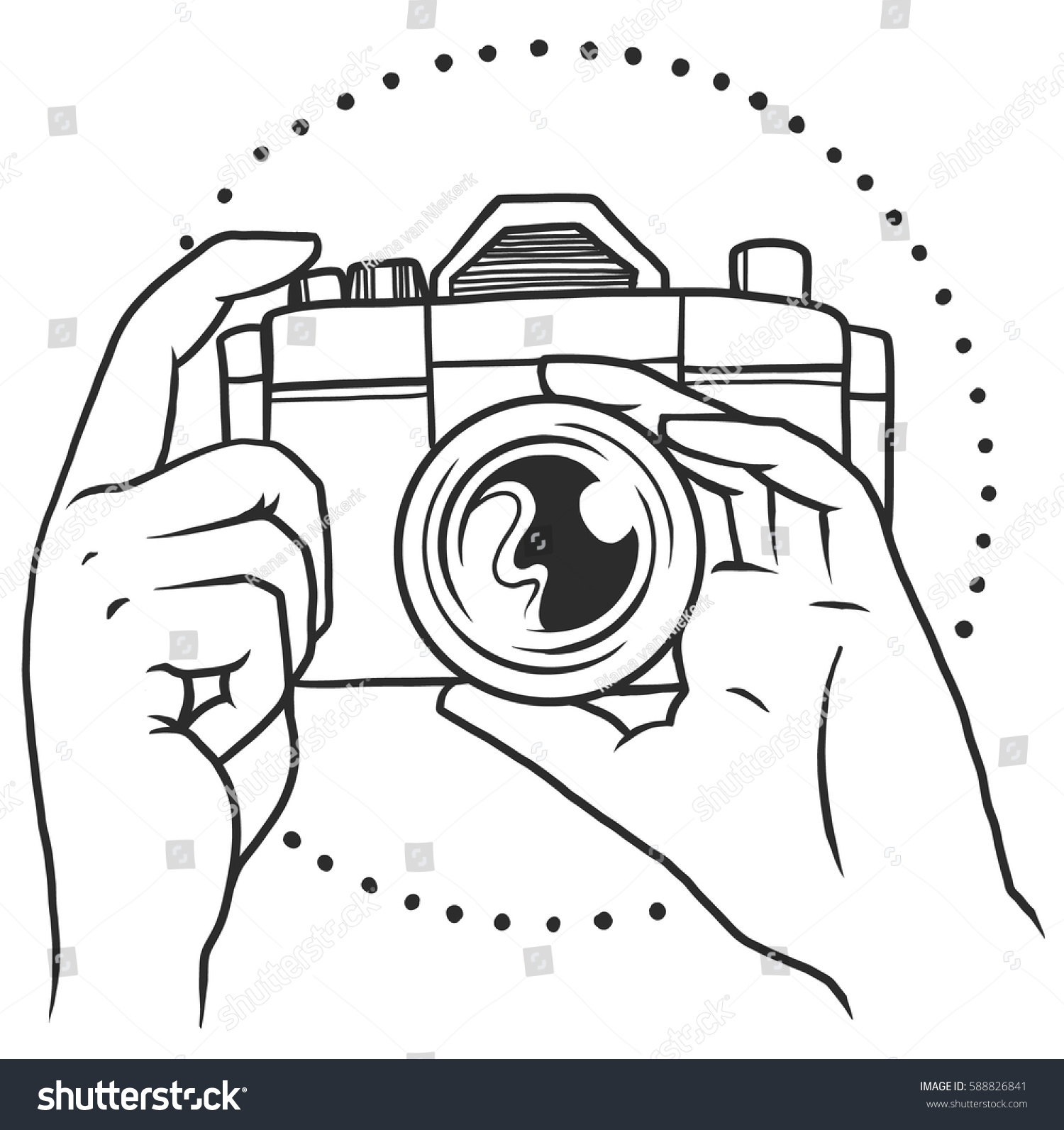 circle vector vintage logo Hand Holding Stock Camera Hands Vector Vector Logo