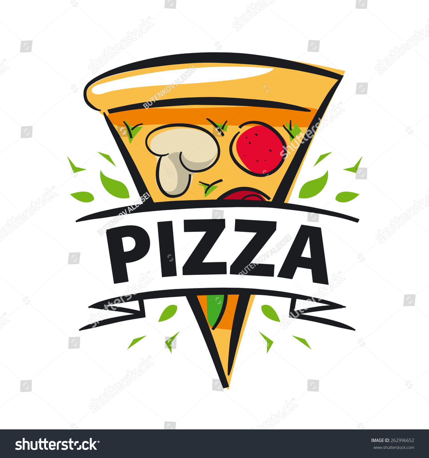 Vector Logo Slice Pizza Ribbon Stock Vector 262996652 - Shutterstock