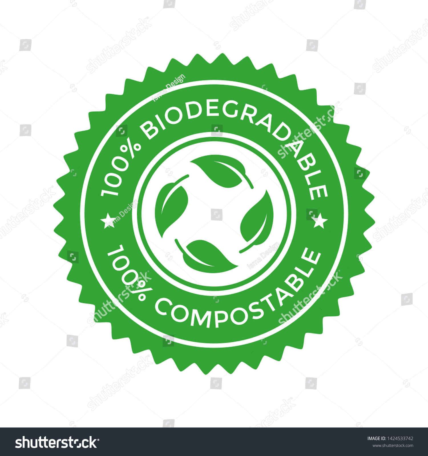 Vector Logo Template 100 Biodegradable Compostable Stock Vector
