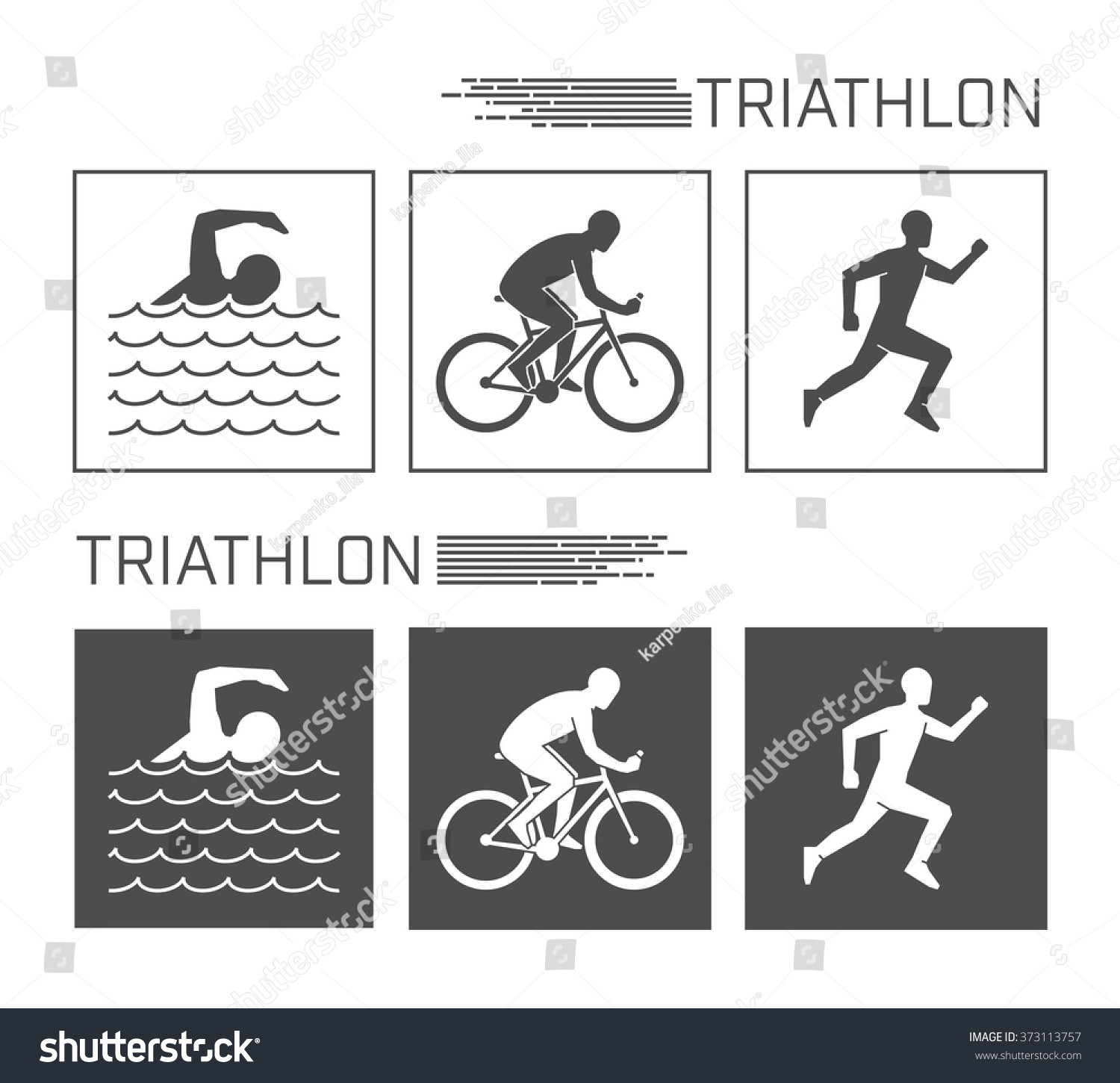 Vector Logo Triathlon Flat Figures Triathletes Stock Vector (Royalty ...