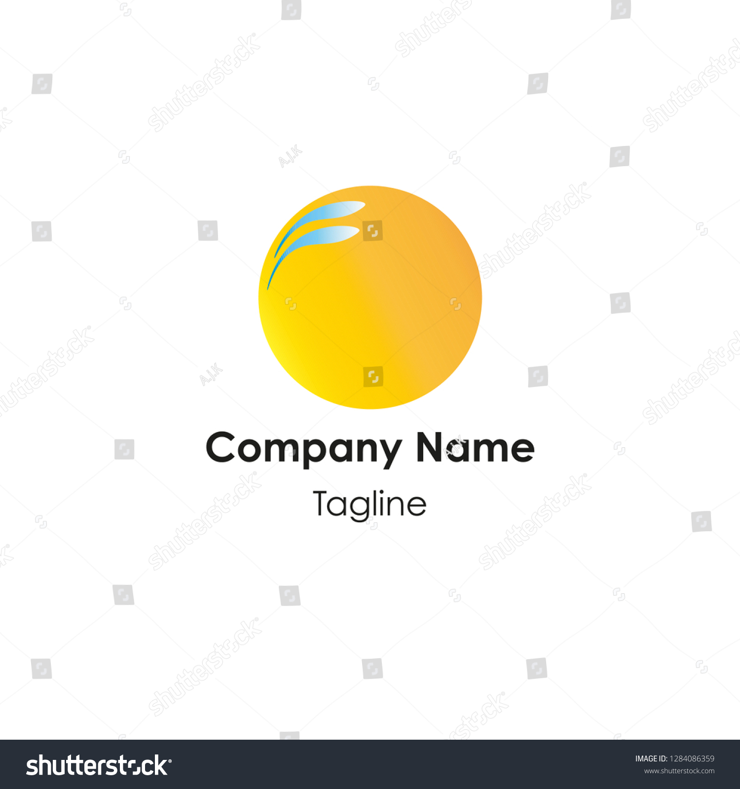 Vector Logo Yellow Circle Blue Waves Stock Vector (Royalty Free) 1284086359