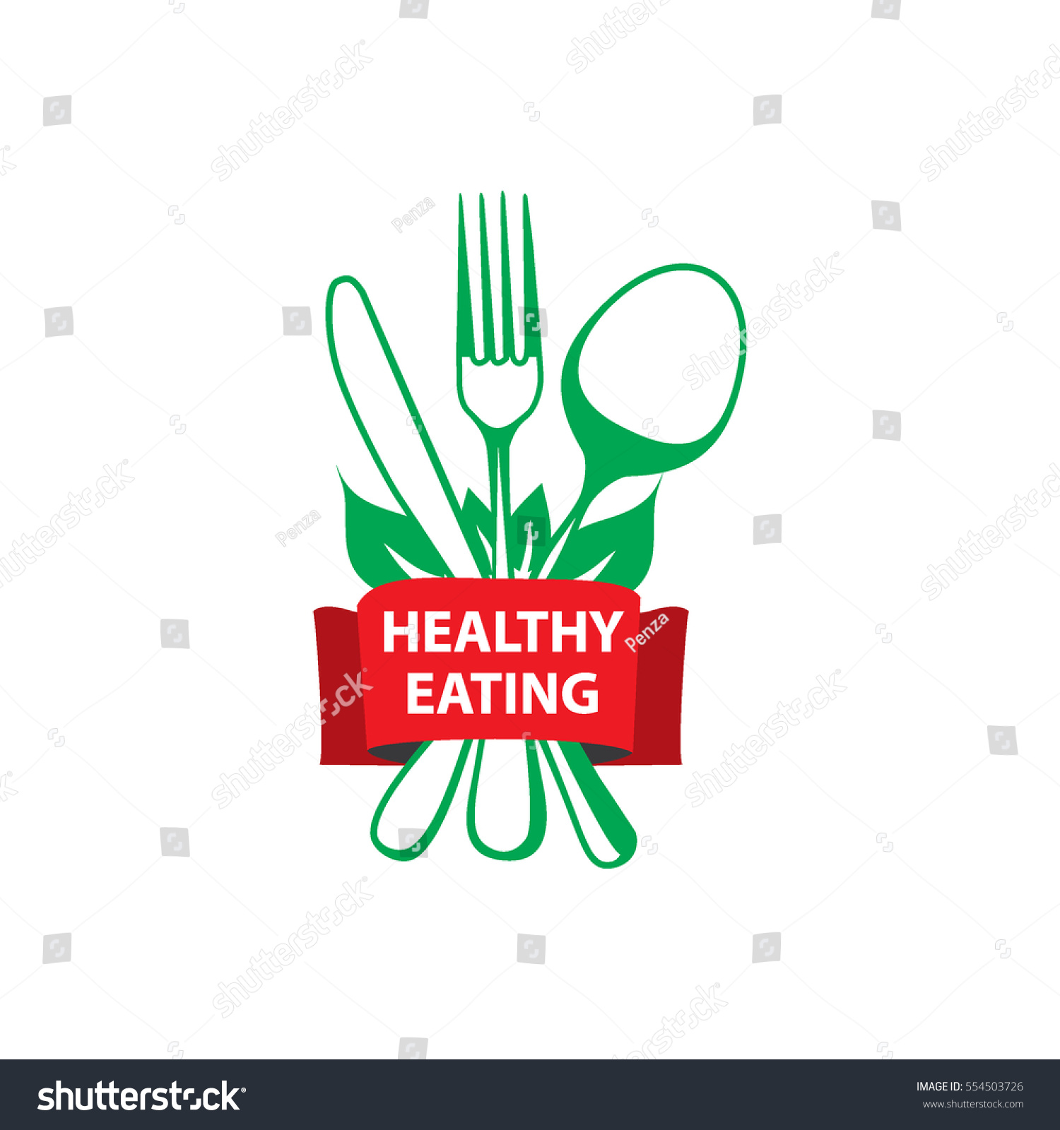 Vector Logos Healthy Eating Restaurant Stock Vector 