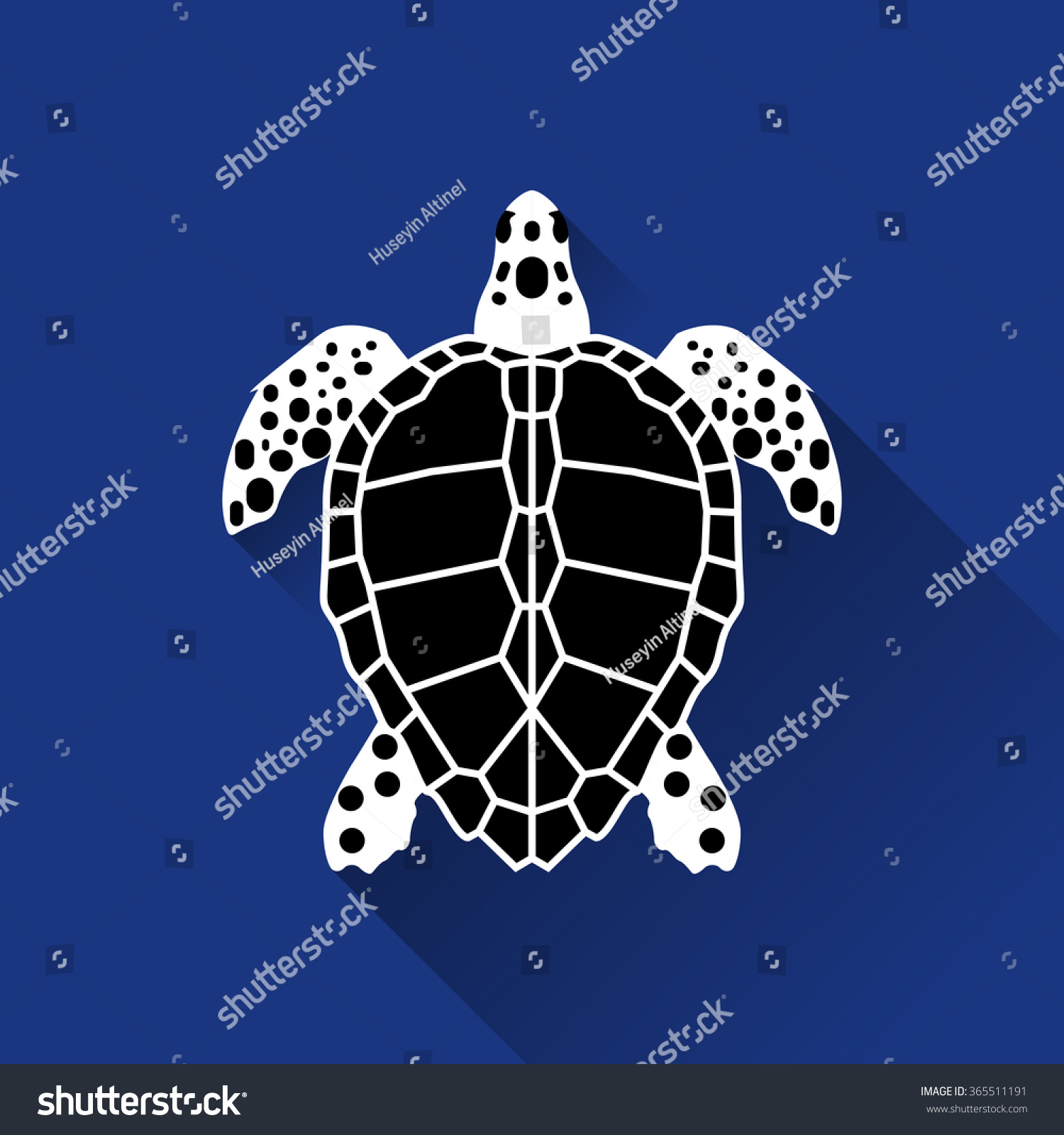 Vector Long Shadow Silhouette Sea Turtle Stock Vector 365511191 ...