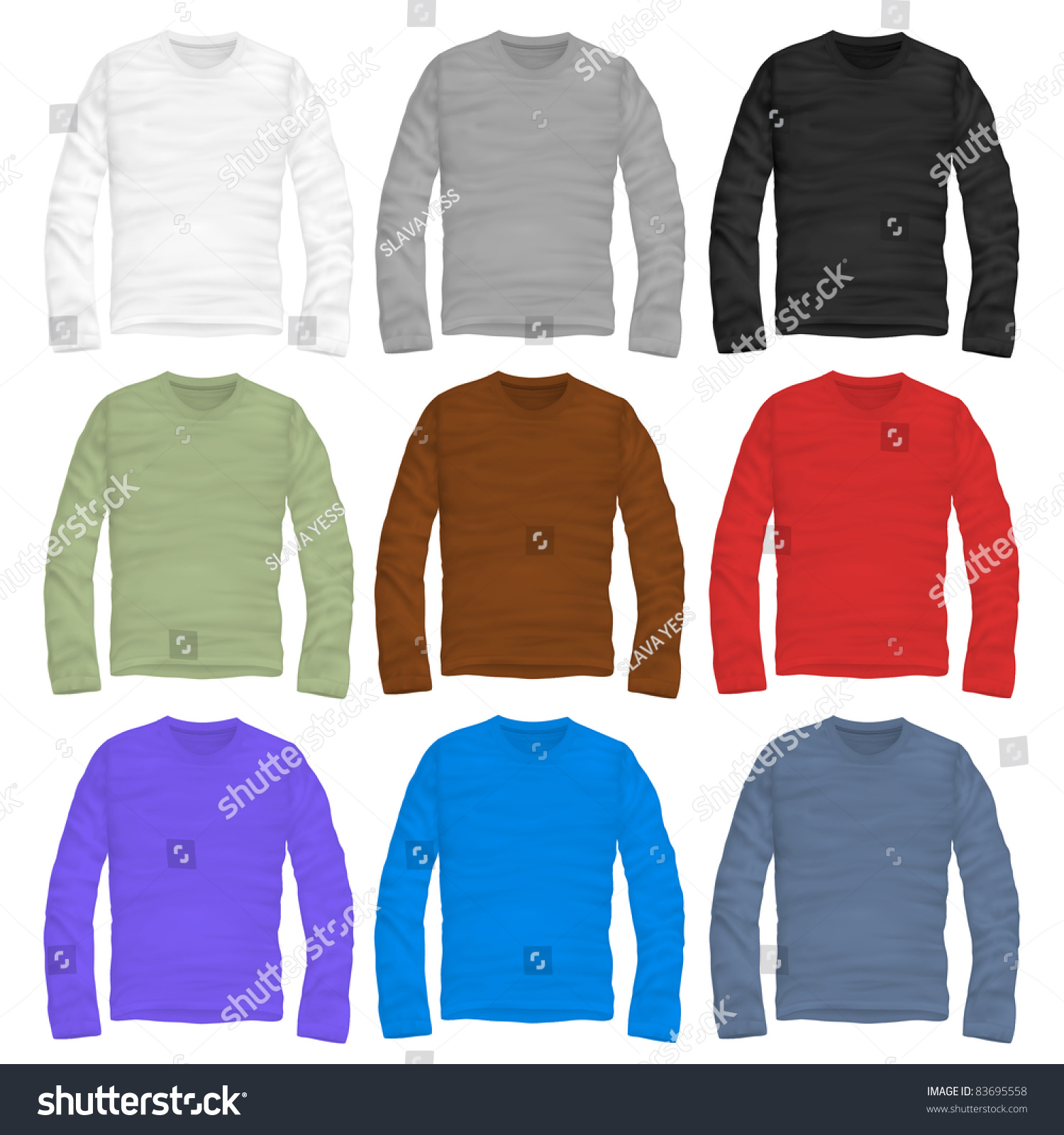 Vector Long-Sleeve Shirt Design Template - 83695558 : Shutterstock