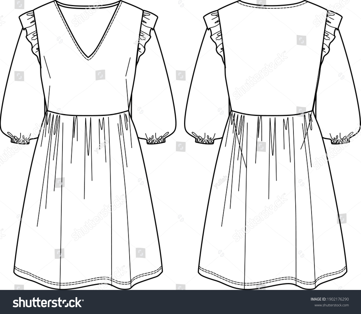 15,367 Dress technical drawing Images, Stock Photos & Vectors ...