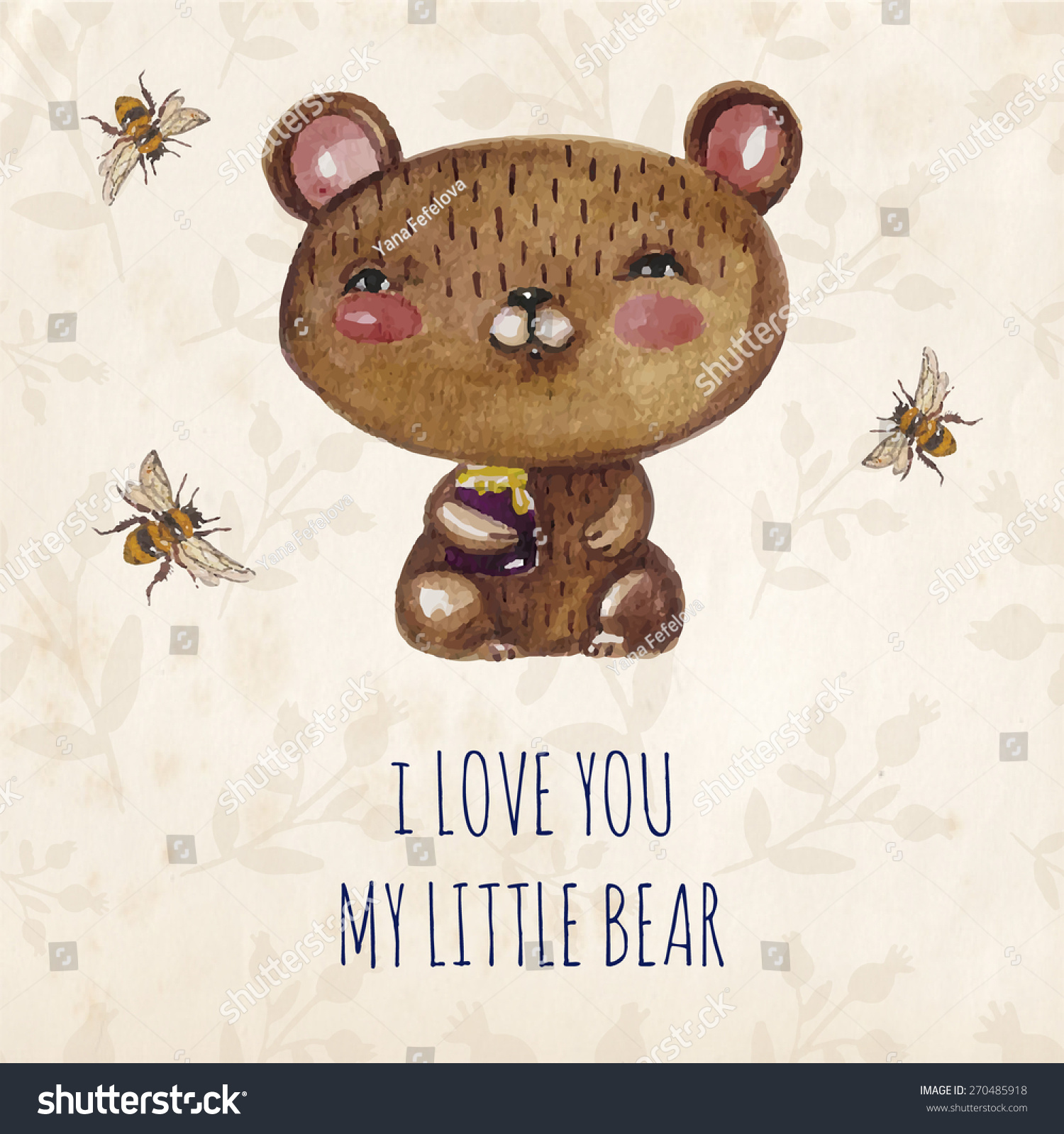 Vector Lovely Cute Illustration Baby Bear Stock Vector Royalty Free