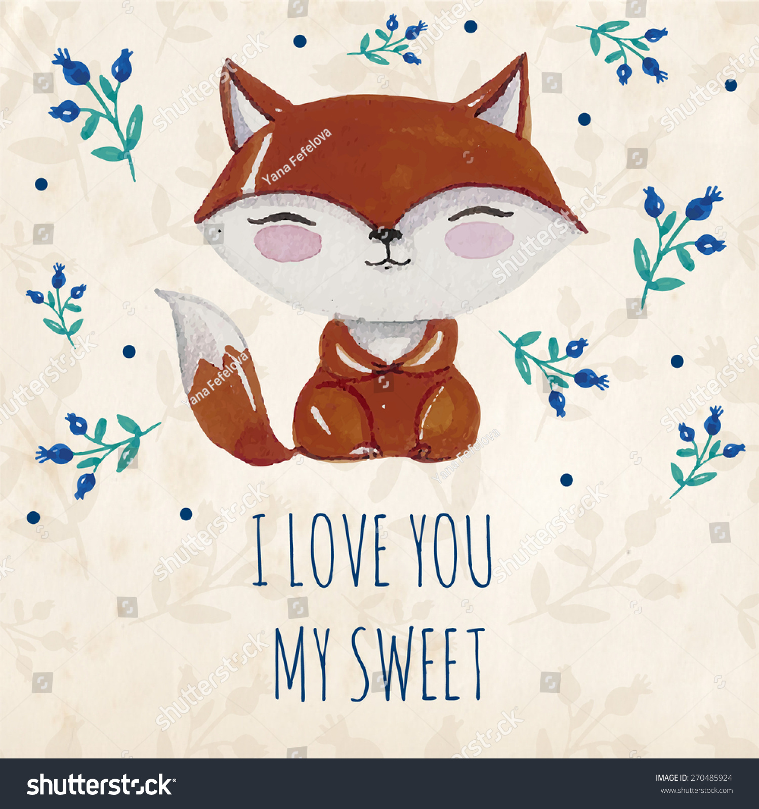 Vector Lovely Cute Illustration Baby Fox Stock Vector Royalty Free