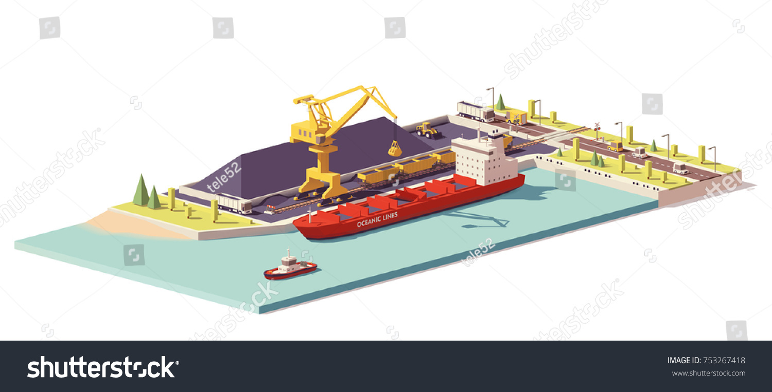 Vector Low Poly Coal Terminal Bulk Stock Vector (royalty Free 