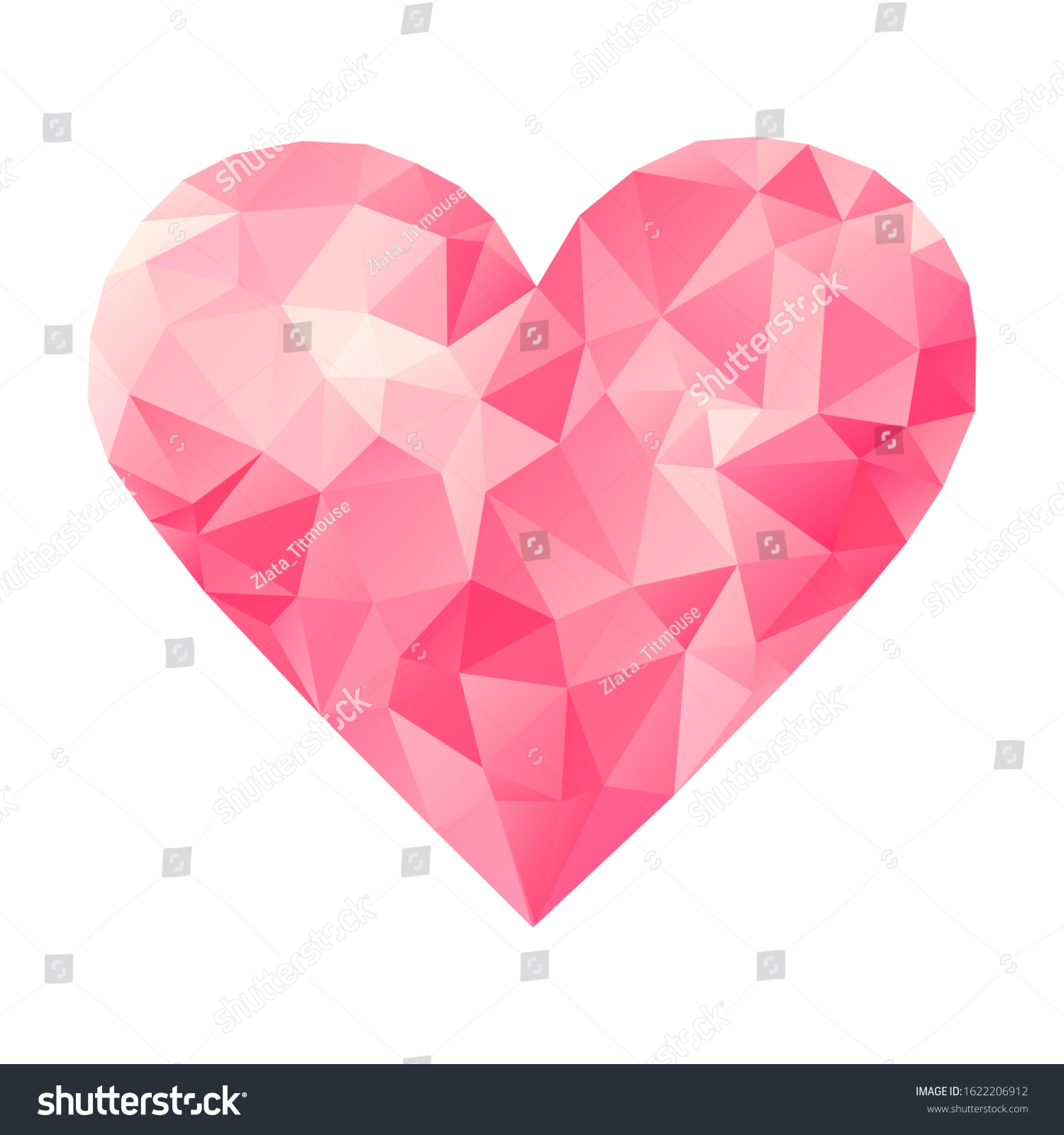 Vector Low Poly Triangular Pink Heart Stock Vector Royalty Free